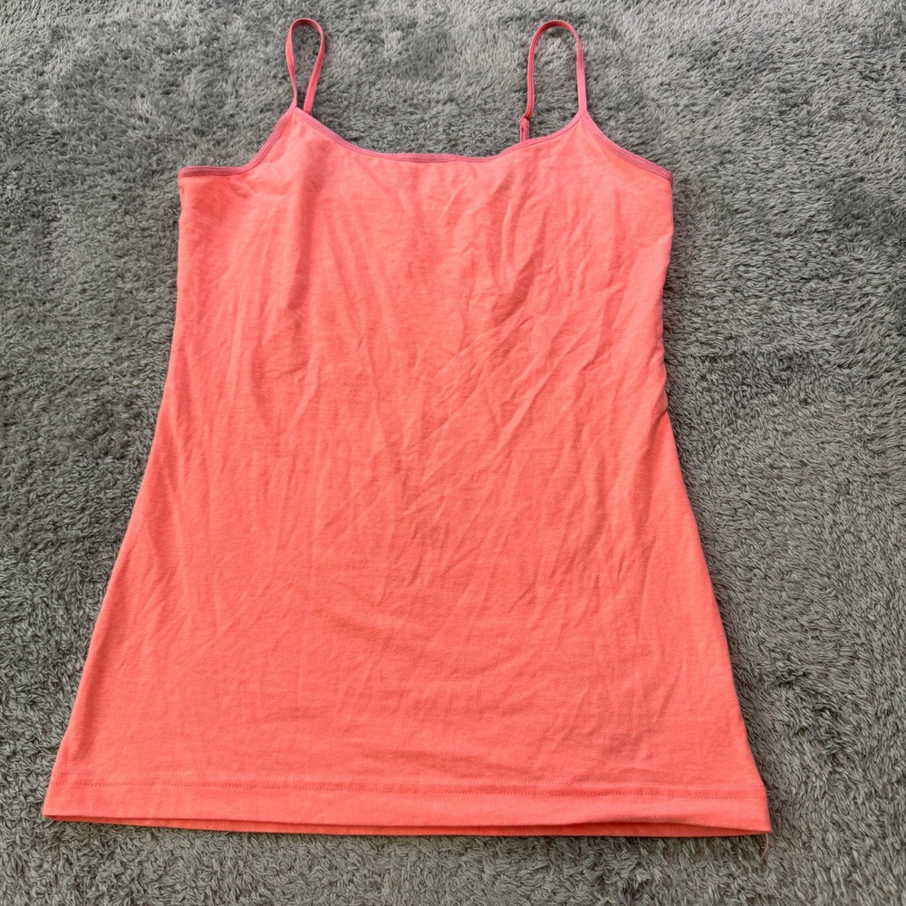 Arizona Womens Basic Camisole Tank Top Large Coral Cotton Blend Stretch